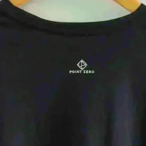 POINT ZERO | Men's Black Crewneck  Blue/White Logo Cotton T-Shirt - Picture 5 of 5